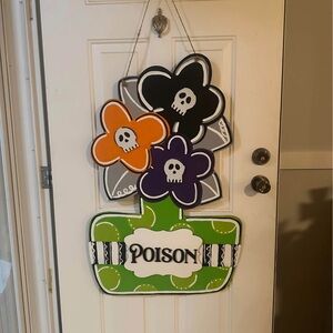 Poison Skull Flower Door Hanger - Green, Black, Orange, Purple